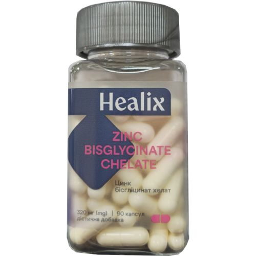 Healix (Хелікс) Цинк Бісгліцинат Хелат 10 мг капсули №90 в місті Софіївка : ціни, характеристика.  - фото №1 Healix (Хелікс) Цинк Бісгліцинат Хелат 10 мг капсули №90 в місті Софіївка : ціни, характеристика.