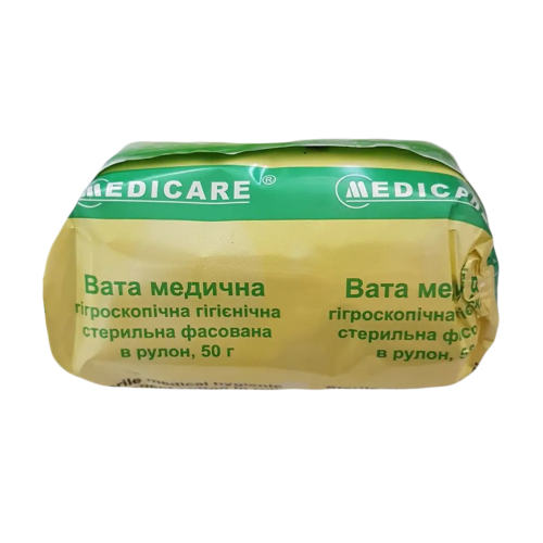 Вата Medicare нестерильна ролик 50 г в інтернет-аптеці - фото №1 Вата Medicare нестерильна ролик 50 г в інтернет-аптеці