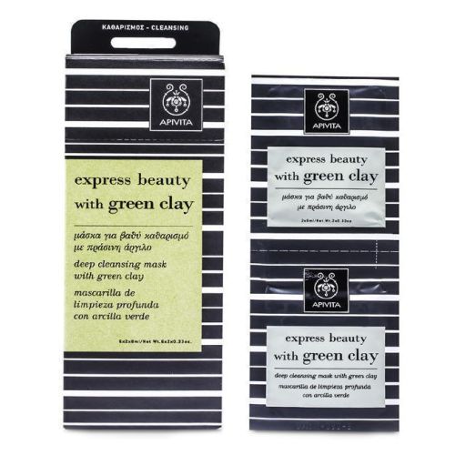 Маска Apivita (Апівіта) Express Beauty для глибокого очищення із зеленою глиною 2х8 мл в місті Перещепине : ціни, характеристика.  - фото №1 Маска Apivita (Апівіта) Express Beauty для глибокого очищення із зеленою глиною 2х8 мл в місті Перещепине : ціни, характеристика.