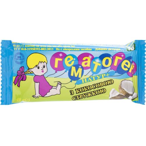 Гематоген Натур+ з кокосовою стружкою, 40 г в місті Запоріжжя : ціни, характеристика.  - фото №1 Гематоген Натур+ з кокосовою стружкою, 40 г в місті Запоріжжя : ціни, характеристика.