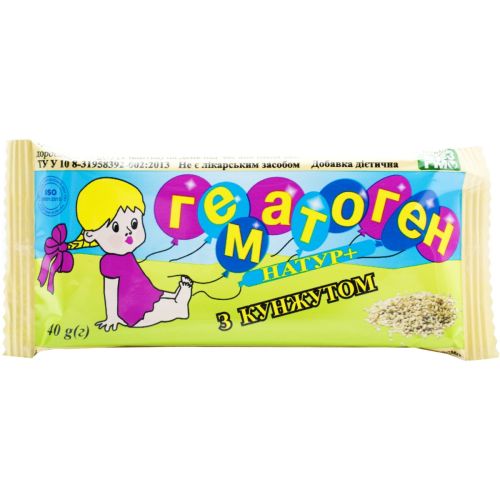 Гематоген Натур+ с кунжутом, 40 г в городе Глобино : цены, характеристики.  - фото №1 Гематоген Натур+ с кунжутом, 40 г в городе Глобино : цены, характеристики.