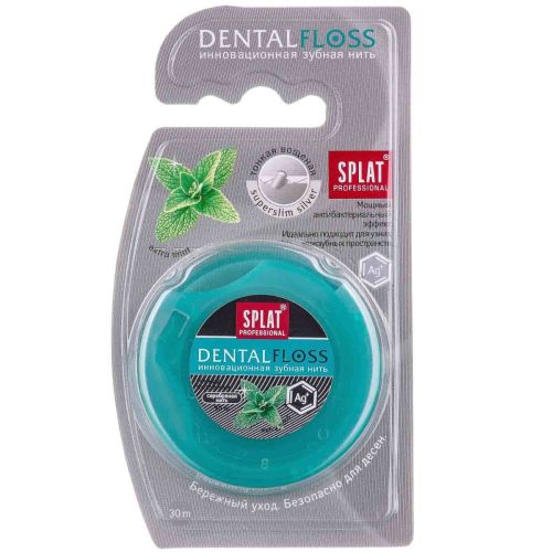 Зубна нитка Splat тонка з волокнами срібла 30 м недорого - фото №1 Зубна нитка Splat тонка з волокнами срібла 30 м недорого