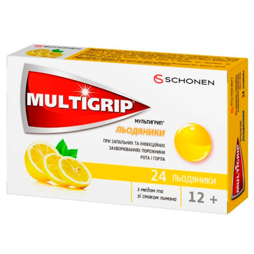 Мультигрип леденцы со вкусом меда и лимона №24 в городе Глобино : цены, характеристики.  - фото №1 Мультигрип леденцы со вкусом меда и лимона №24 в городе Глобино : цены, характеристики.