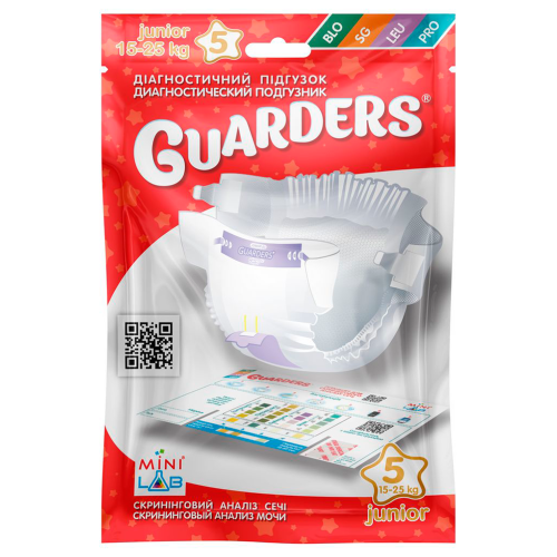 Діагностичний підгузок Guarders (Гардерс) для швидкого аналізу сечі у дітей Junior 15-25 кг (BLO/SG/LEU/PRO) в місті Перещепине : ціни, характеристика.  - фото №1 Діагностичний підгузок Guarders (Гардерс) для швидкого аналізу сечі у дітей Junior 15-25 кг (BLO/SG/LEU/PRO) в місті Перещепине : ціни, характеристика.