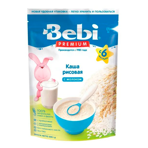 Каша Bebi Premium молочна рисова, з 6 місяців 200 г в місті Глобине : ціни, характеристика.  - фото №1 Каша Bebi Premium молочна рисова, з 6 місяців 200 г в місті Глобине : ціни, характеристика.
