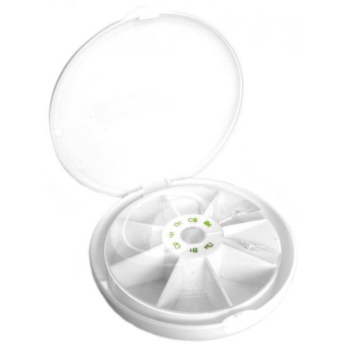 Органайзер для таблеток пластиковий круглий тиждень з кришкою РТ 6046 в місті Богородчани : ціни, характеристика.  - фото №1 Органайзер для таблеток пластиковий круглий тиждень з кришкою РТ 6046 в місті Богородчани : ціни, характеристика.