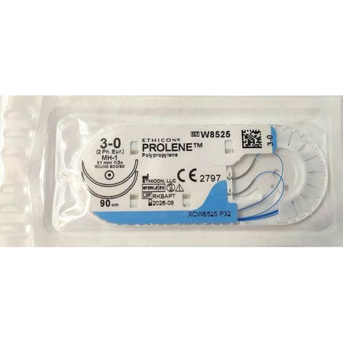 Шовний матеріал Пролен (Prolene) 3/0 (М2) довжина 90 см, синій, голка колюча 2х31 мм, 1/2 кола, W8525 в місті Канів : ціни, характеристика.  - фото №1 Шовний матеріал Пролен (Prolene) 3/0 (М2) довжина 90 см, синій, голка колюча 2х31 мм, 1/2 кола, W8525 в місті Канів : ціни, характеристика.