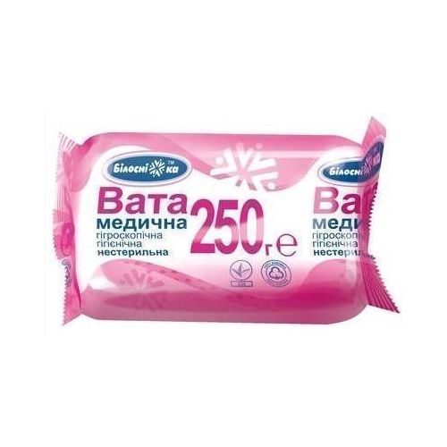Вата Білосніжка медична нестерильна гігроскопічна 250 г в Україні - фото №1 Вата Білосніжка медична нестерильна гігроскопічна 250 г в Україні