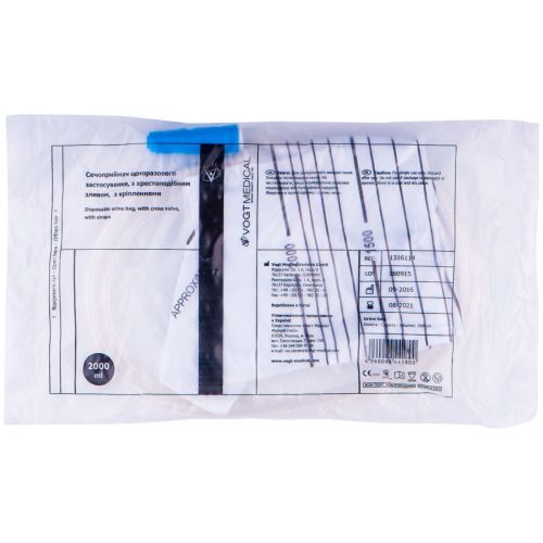 Мочеприемник для взрослых Vogt с крестообразным сливом и креплением, стерильный, 2 л, 1 шт. в городе Перещепино : цены, характеристики.  - фото №1 Мочеприемник для взрослых Vogt с крестообразным сливом и креплением, стерильный, 2 л, 1 шт. в городе Перещепино : цены, характеристики.