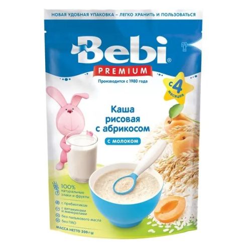 Каша Bebi Premium молочна рисова, з абрикосом з 4 місяців 200 г в місті Глобине : ціни, характеристика.  - фото №1 Каша Bebi Premium молочна рисова, з абрикосом з 4 місяців 200 г в місті Глобине : ціни, характеристика.
