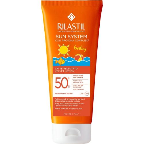 Лосьон для тела Rilastil (Риластил) Sun System SPF 50+ солнцезащитный бархатистый для детей, 200 мл в городе Одесса : цены, характеристики.  - фото №1 Лосьон для тела Rilastil (Риластил) Sun System SPF 50+ солнцезащитный бархатистый для детей, 200 мл в городе Одесса : цены, характеристики.
