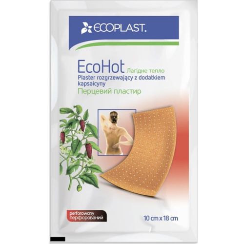 Пластырь перцовый Ecoplast EcoHot перфорированный 10 см x 18 см №1 в городе Софиевка : цены, характеристики.  - фото №1 Пластырь перцовый Ecoplast EcoHot перфорированный 10 см x 18 см №1 в городе Софиевка : цены, характеристики.