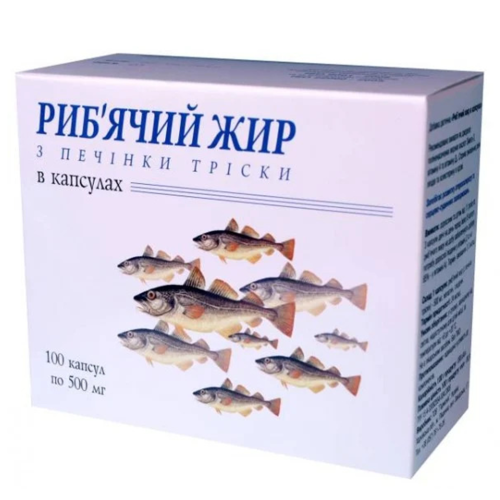 Риб'ячий жир з печінки тріски 500 г капсули №100 в місті Бориспіль : ціни, характеристика. - фото №1 Риб'ячий жир з печінки тріски 500 г капсули №100 в місті Бориспіль : ціни, характеристика.