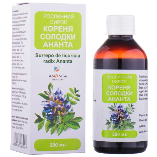 Сироп корня Солодки Ананта флакон 200 мл в городе Глобино : цены, характеристики.  - фото №1 Сироп корня Солодки Ананта флакон 200 мл в городе Глобино : цены, характеристики.
