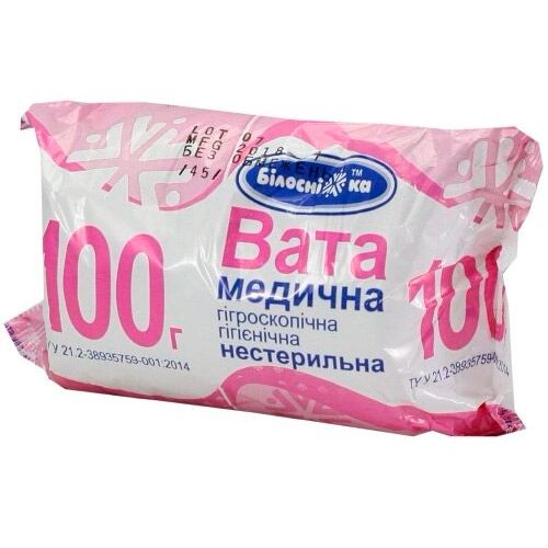 Вата медична Білосніжка Ролик нестерильна косметична гігроскопічна, 100 г в місті Софіївка : ціни, характеристика.  - фото №1 Вата медична Білосніжка Ролик нестерильна косметична гігроскопічна, 100 г в місті Софіївка : ціни, характеристика.
