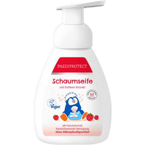 Мыло Paediprotect (Педипротект) детское для рук пенное клубника 250 мл в городе Вышгород : цены, характеристики.  - фото №1 Мыло Paediprotect (Педипротект) детское для рук пенное клубника 250 мл в городе Вышгород : цены, характеристики.