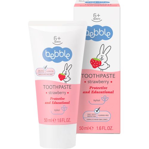 Зубна паста дитяча Bebble Полуниця, 50 мл купити - фото №1 Зубна паста дитяча Bebble Полуниця, 50 мл купити