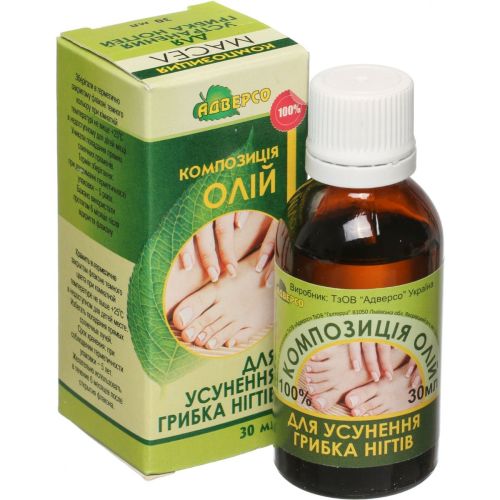 Композиція ефірних олій Адверсо Для усунення грибка нігтів, 30 мл в місті Глобине : ціни, характеристика.  - фото №1 Композиція ефірних олій Адверсо Для усунення грибка нігтів, 30 мл в місті Глобине : ціни, характеристика.