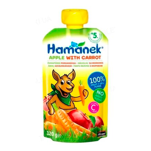 Пюре Hamanek яблоко с морковью 120 г в Украине - фото №1 Пюре Hamanek яблоко с морковью 120 г в Украине