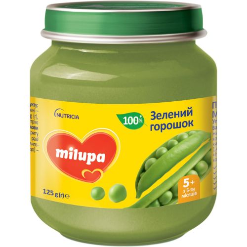 Пюре овощное Milupa Зеленый горошек, 125 г ADD - фото №1 Пюре овощное Milupa Зеленый горошек, 125 г ADD