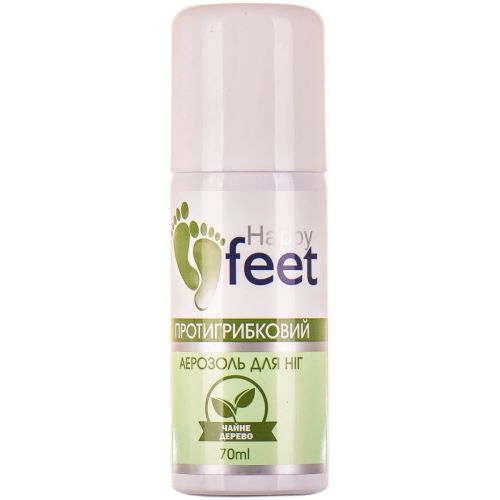 Аэрозоль Happy Feet Противогрибковый чайное дерево для ног, 70 мл в городе Рахов : цены, характеристики.  - фото №1 Аэрозоль Happy Feet Противогрибковый чайное дерево для ног, 70 мл в городе Рахов : цены, характеристики.
