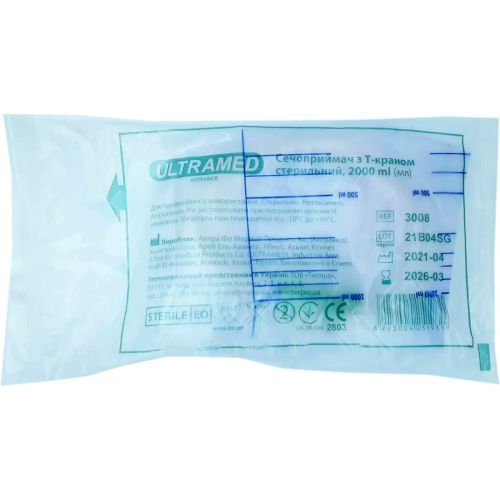 Мочеприемник Ultramed с Т-краном стерильный, 2 л, №1 в городе Перещепино : цены, характеристики.  - фото №1 Мочеприемник Ultramed с Т-краном стерильный, 2 л, №1 в городе Перещепино : цены, характеристики.