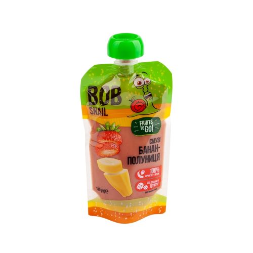Пюре-смузі Bob Snail (Равлик Боб) банан-полуниця 120 г купити - фото №1 Пюре-смузі Bob Snail (Равлик Боб) банан-полуниця 120 г купити