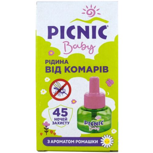 Засіб Picnic baby дитяча рідина від комарів з ароматом ромашки 30 мл в місті Вишгород : ціни, характеристика.  - фото №1 Засіб Picnic baby дитяча рідина від комарів з ароматом ромашки 30 мл в місті Вишгород : ціни, характеристика.