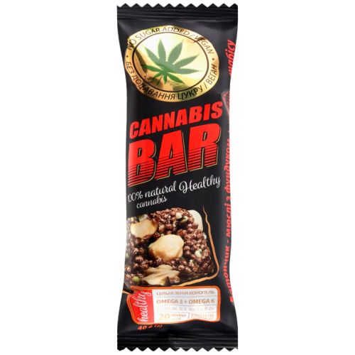 Батончик-мюслі Cannabis Bar з фундуком + насіння канабісу, 40 г в місті Софіївка : ціни, характеристика.  - фото №1 Батончик-мюслі Cannabis Bar з фундуком + насіння канабісу, 40 г в місті Софіївка : ціни, характеристика.