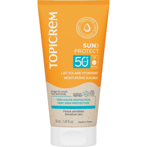 Молочко для лица и тела Topicrem (Топикрем) Sun Protect SPF50+ увлажняющее солнцезащитное, 200 мл в городе Первомайск : цены, характеристики.  - фото №1 Молочко для лица и тела Topicrem (Топикрем) Sun Protect SPF50+ увлажняющее солнцезащитное, 200 мл в городе Первомайск : цены, характеристики.