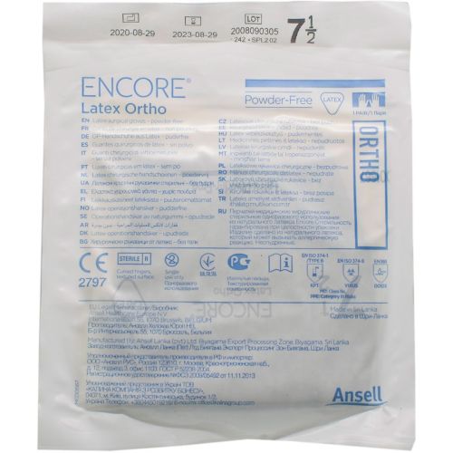 Рукавички Encore Ortho Latex хірургічні стерильні латексні, р.7.5 в місті Канів : ціни, характеристика.  - фото №1 Рукавички Encore Ortho Latex хірургічні стерильні латексні, р.7.5 в місті Канів : ціни, характеристика.