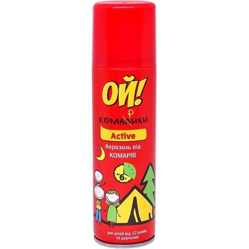 Аерозоль-репелент Ой! Комарики Active 150 мл в місті Богородчани : ціни, характеристика.  - фото №1 Аерозоль-репелент Ой! Комарики Active 150 мл в місті Богородчани : ціни, характеристика.