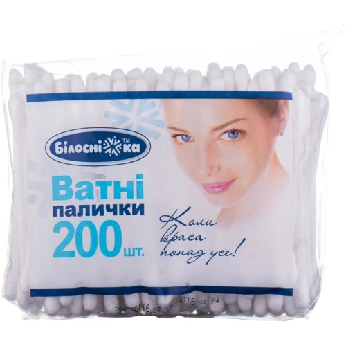 Ватні палички Білосніжка, 200 шт. купити - фото №1 Ватні палички Білосніжка, 200 шт. купити