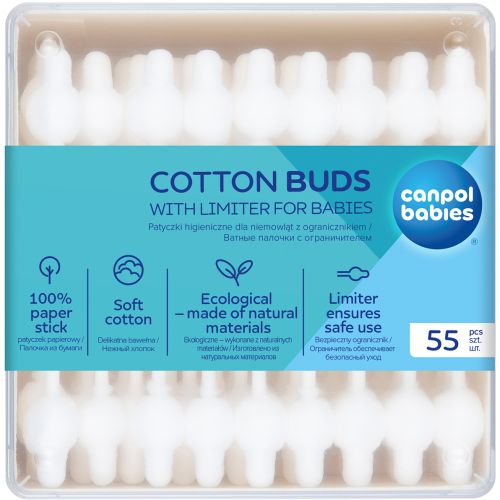 Ватні палички Canpol Babies з обмежувачем, 55 шт (3/115) в місті Чернігів : ціни, характеристика.  - фото №1 Ватні палички Canpol Babies з обмежувачем, 55 шт (3/115) в місті Чернігів : ціни, характеристика.
