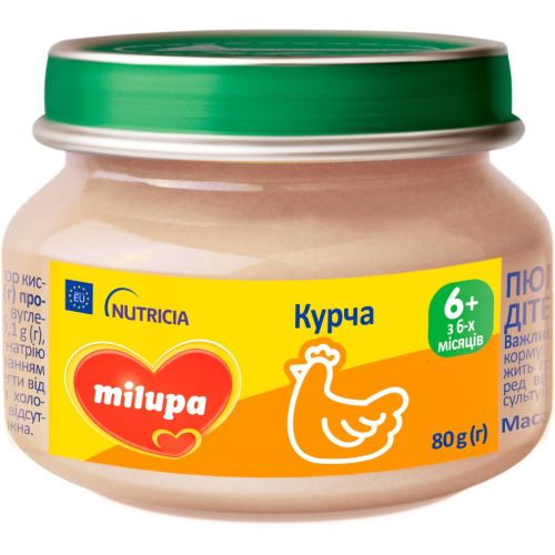 Пюре м'ясне Milupa Курча, з 6 місяців, 80 г недорого - фото №1 Пюре м'ясне Milupa Курча, з 6 місяців, 80 г недорого