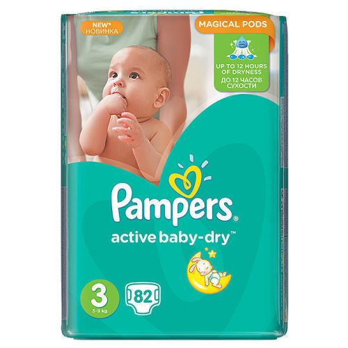 Підгузки Pampers Active Baby Midi р.3 (5-9 кг) (Джамбо) 82 шт в місті Глобине : ціни, характеристика.  - фото №1 Підгузки Pampers Active Baby Midi р.3 (5-9 кг) (Джамбо) 82 шт в місті Глобине : ціни, характеристика.