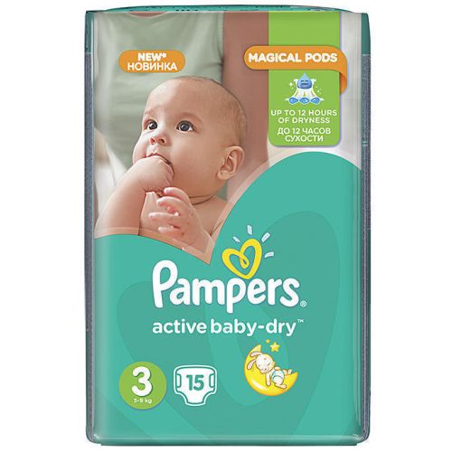 Підгузки Pampers Active Baby Midi р.3 (4-9 кг) 15 шт в місті Перещепине : ціни, характеристика.  - фото №1 Підгузки Pampers Active Baby Midi р.3 (4-9 кг) 15 шт в місті Перещепине : ціни, характеристика.