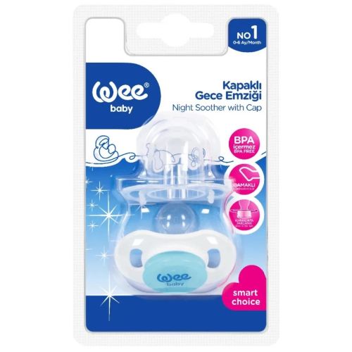 Пустушка Wee Baby (Ві Бейбі) нічна ортодонтична з ковпачком № 1 (колрір в асортименті) в місті Одеса : ціни, характеристика.  - фото №1 Пустушка Wee Baby (Ві Бейбі) нічна ортодонтична з ковпачком № 1 (колрір в асортименті) в місті Одеса : ціни, характеристика.