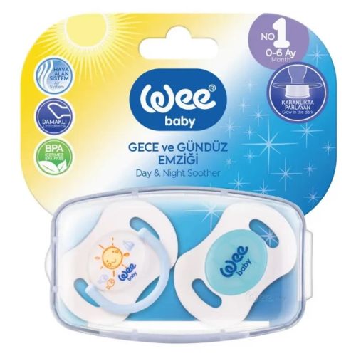 Набор Wee Baby (Ви Бэйби) ортодонтических пустышек "день-ночь", 2 шт №1  в Киеве : цены, характеристики.  - фото №1 Набор Wee Baby (Ви Бэйби) ортодонтических пустышек "день-ночь", 2 шт №1  в Киеве : цены, характеристики.