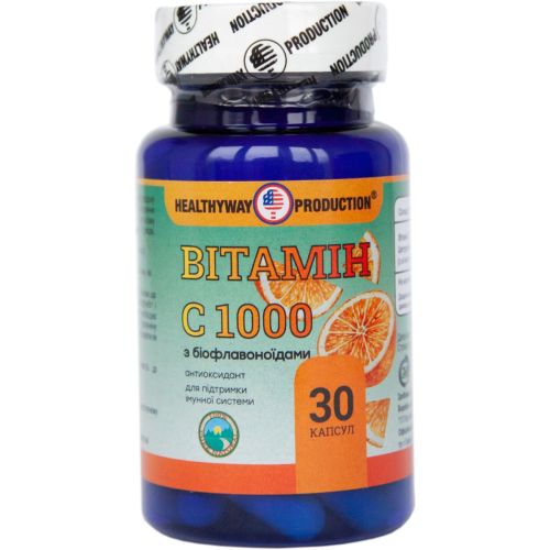 Healthyway Production Вітамін C 1000 мг з біофлавоноїдами капсули №30 в місті Березань : ціни, характеристика.  - фото №1 Healthyway Production Вітамін C 1000 мг з біофлавоноїдами капсули №30 в місті Березань : ціни, характеристика.