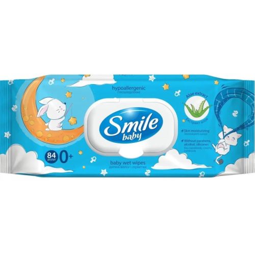 Серветки вологі Smile (Смайл) Baby 0+ дитячі з екстрактом алое №84 в місті Одеса : ціни, характеристика.  - фото №1 Серветки вологі Smile (Смайл) Baby 0+ дитячі з екстрактом алое №84 в місті Одеса : ціни, характеристика.