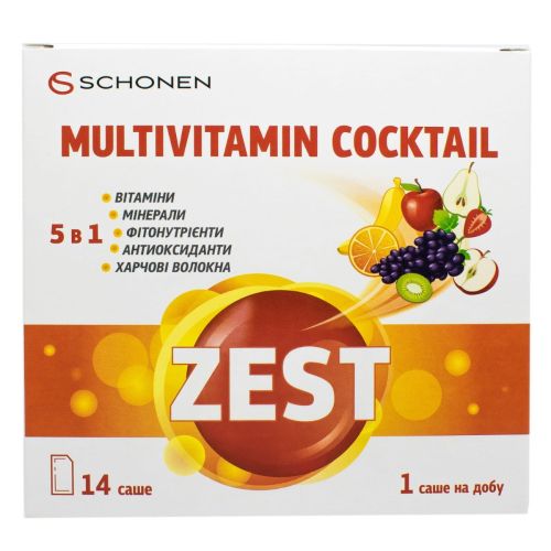 Zest (Зест) Multivitamin Cocktail (Мультивітамінний Коктейль) саше №14 в місті Березань : ціни, характеристика.  - фото №1 Zest (Зест) Multivitamin Cocktail (Мультивітамінний Коктейль) саше №14 в місті Березань : ціни, характеристика.