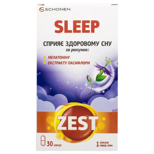Zest (Зест) Sleep (Сліп) капсули №30 в інтернет-аптеці - фото №1 Zest (Зест) Sleep (Сліп) капсули №30 в інтернет-аптеці