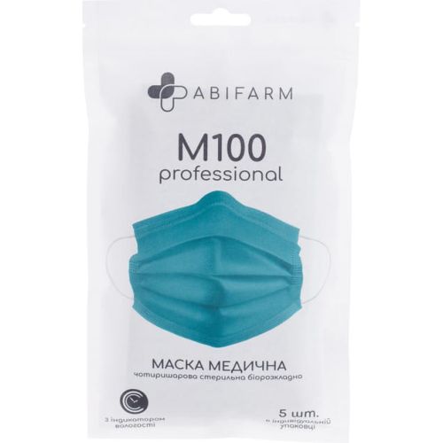 Маска защитная Abifarm M100 с индикатором влажности 4-слойная стерильная №5 в Киеве : цены, характеристики.  - фото №1 Маска защитная Abifarm M100 с индикатором влажности 4-слойная стерильная №5 в Киеве : цены, характеристики.