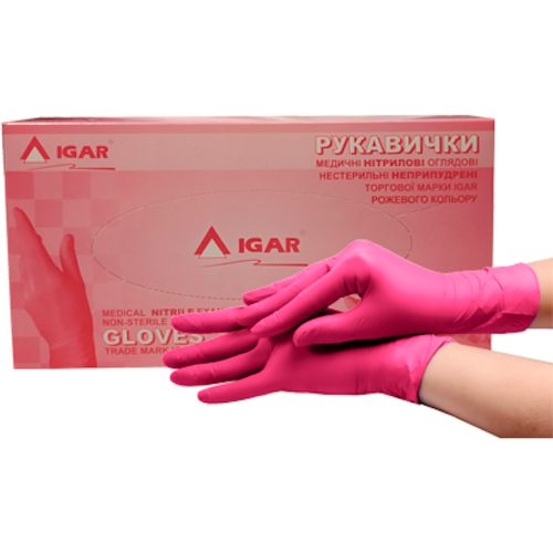 Рукавички оглядові Igar нітрилові без пудри нестерильні, рожеві, р.S в місті Канів : ціни, характеристика.  - фото №1 Рукавички оглядові Igar нітрилові без пудри нестерильні, рожеві, р.S в місті Канів : ціни, характеристика.