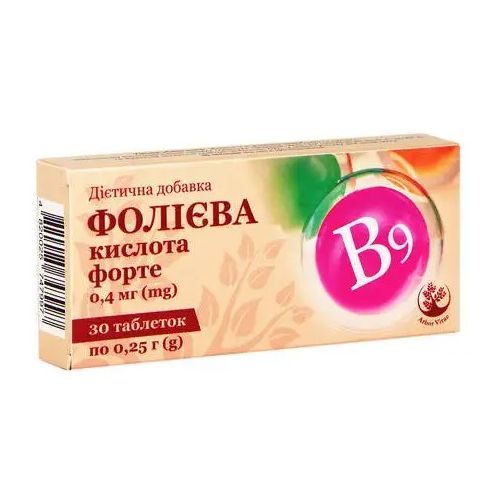 Фолієва кислота Форте 0,25 г таблетки №30 в інтернет-аптеці - фото №1 Фолієва кислота Форте 0,25 г таблетки №30 в інтернет-аптеці