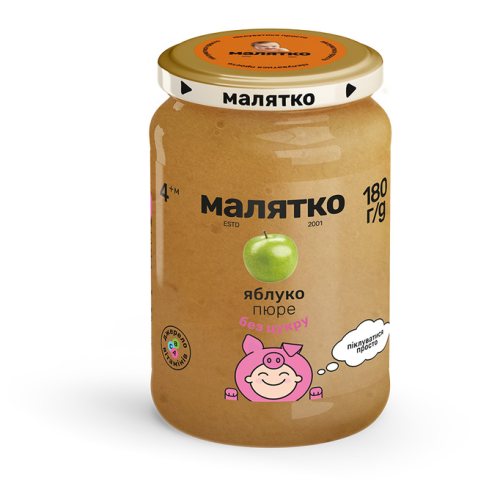 Пюре фруктове Малятко Яблуко без цукру 180 г в місті Глобине : ціни, характеристика.  - фото №1 Пюре фруктове Малятко Яблуко без цукру 180 г в місті Глобине : ціни, характеристика.