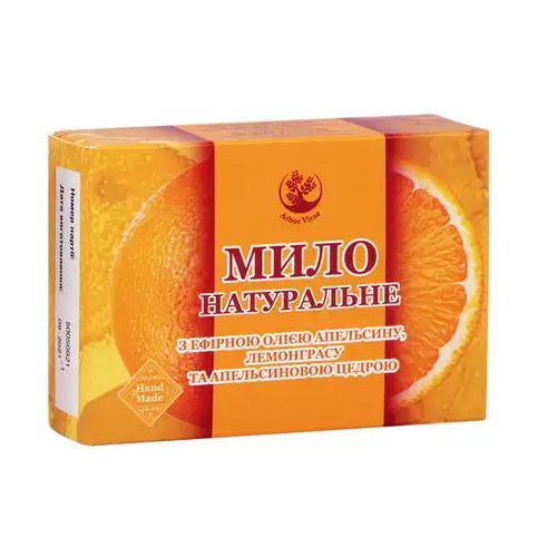 Мило натуральне з ефірною олією апельсину, лемонграсу та апельсиновою цедрою, 75 г в місті Вишгород : ціни, характеристика.  - фото №1 Мило натуральне з ефірною олією апельсину, лемонграсу та апельсиновою цедрою, 75 г в місті Вишгород : ціни, характеристика.