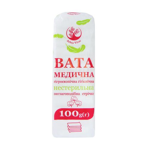 Вата медична нестерильна зигзагоподібна стрічка 100 г в місті Софіївка : ціни, характеристика.  - фото №1 Вата медична нестерильна зигзагоподібна стрічка 100 г в місті Софіївка : ціни, характеристика.