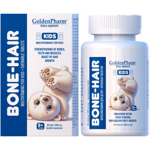Bone-Hair детские жевательные таблетки №60 в городе Вышгород : цены, характеристики.  - фото №1 Bone-Hair детские жевательные таблетки №60 в городе Вышгород : цены, характеристики.